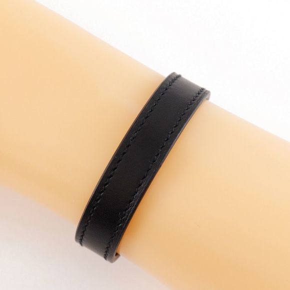 Hermes Serie Looping Leather Black/orange □I Ladies 15.1g Bracelet - Picture 3 of 10